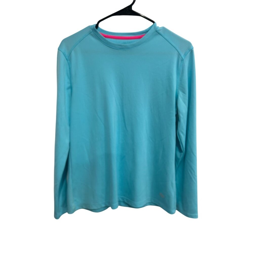 Reel Legends Aqua Blue Medium Long-Sleeve Performance Shirt Moisture Wicking